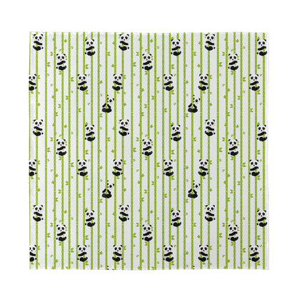 Cute Panda And Bamboo Pattern Print Silk Bandana