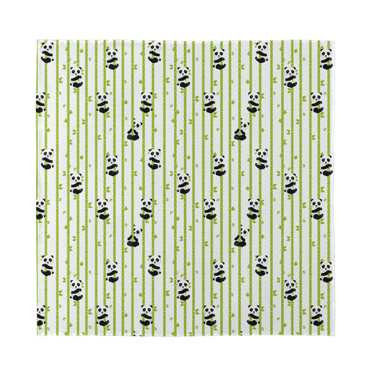 Cute Panda And Bamboo Pattern Print Silk Bandana