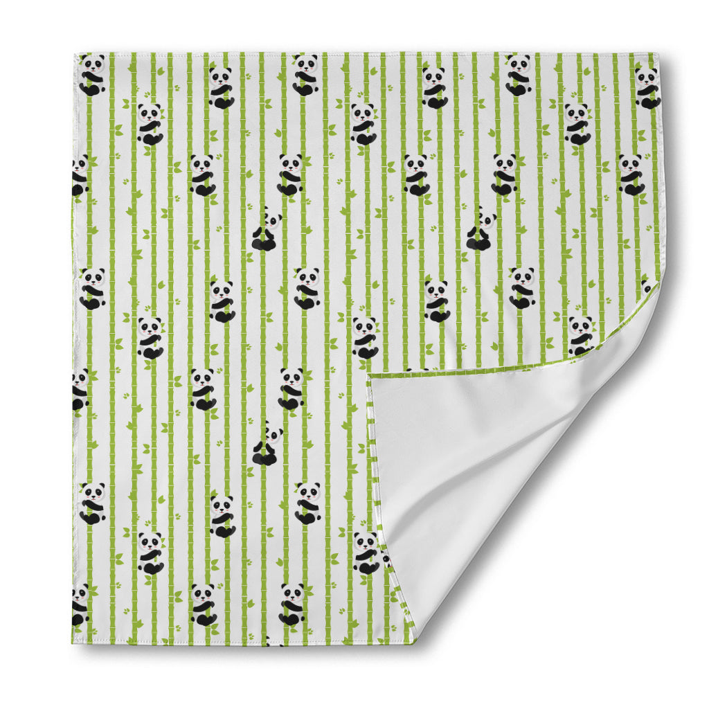 Cute Panda And Bamboo Pattern Print Silk Bandana