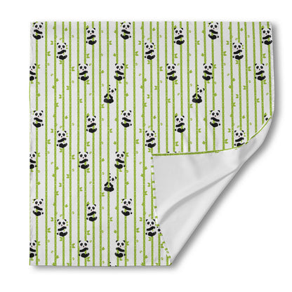 Cute Panda And Bamboo Pattern Print Silk Bandana