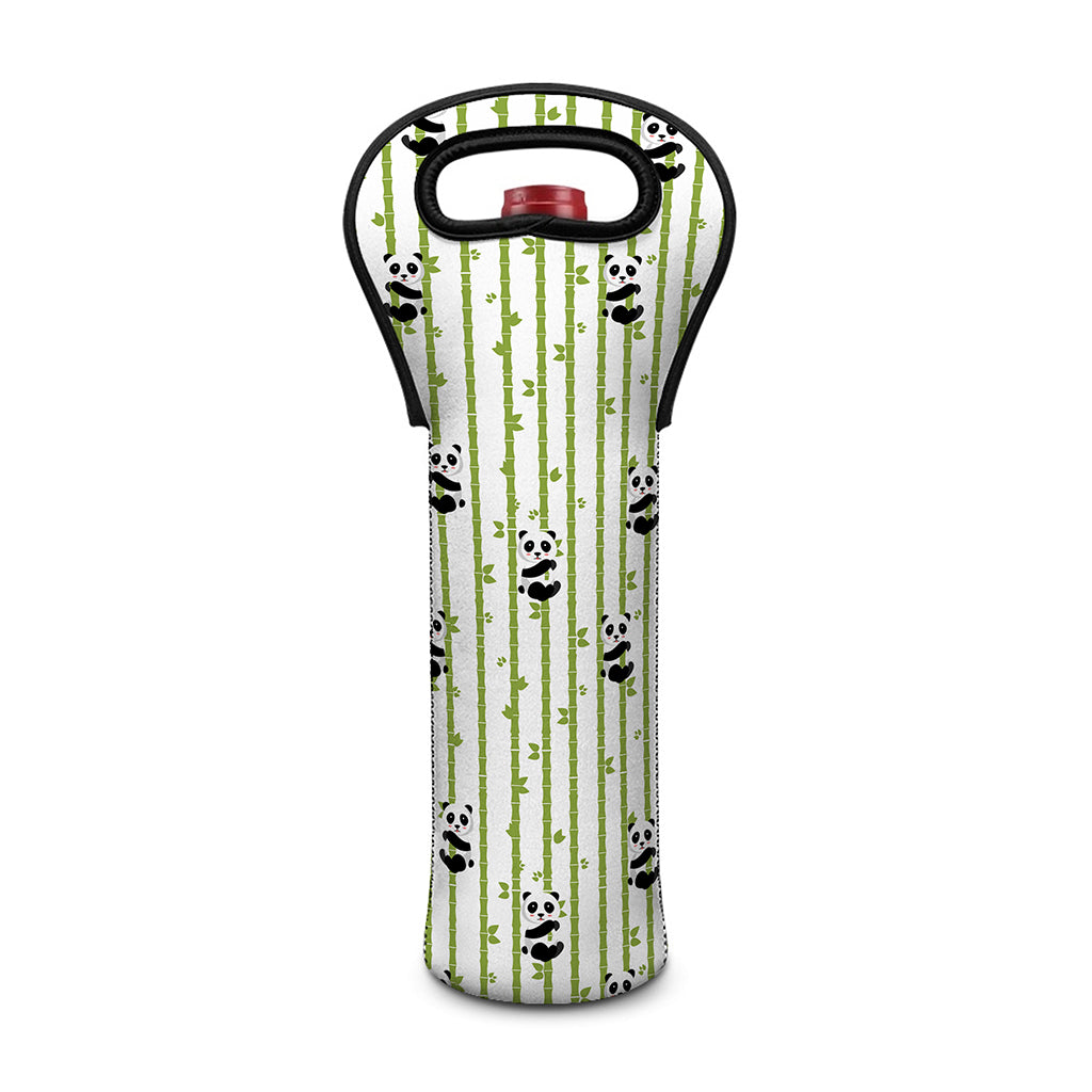 Cute Panda And Bamboo Pattern Print Single Neoprene Wine Tote