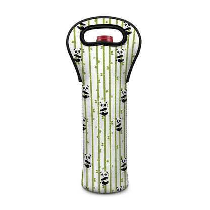 Cute Panda And Bamboo Pattern Print Single Neoprene Wine Tote