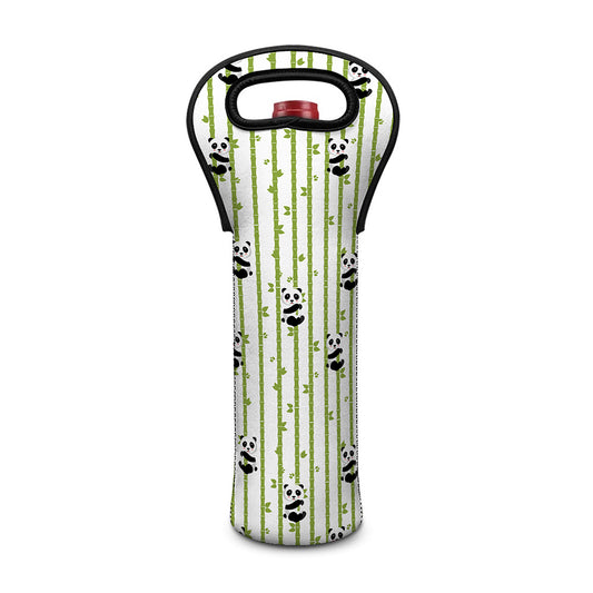 Cute Panda And Bamboo Pattern Print Single Neoprene Wine Tote
