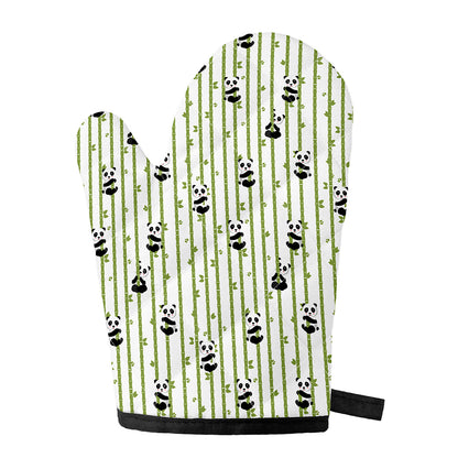 Cute Panda And Bamboo Pattern Print Single Oven Mitt