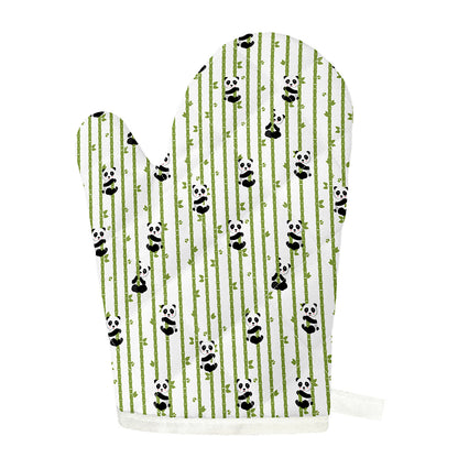 Cute Panda And Bamboo Pattern Print Single Oven Mitt