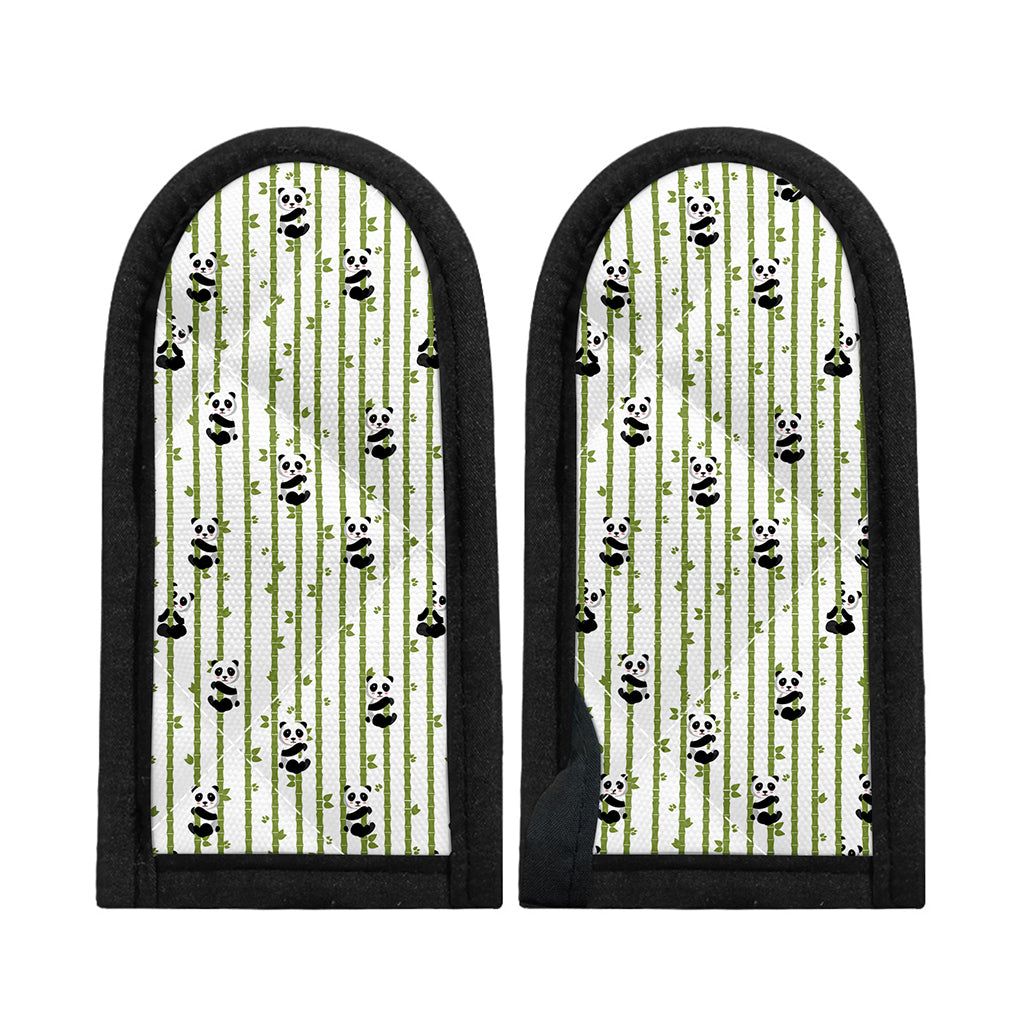 Cute Panda And Bamboo Pattern Print Skillet Handle Cover
