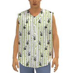 Cute Panda And Bamboo Pattern Print Sleeveless Baseball Jersey