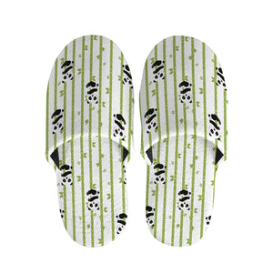 Cute Panda And Bamboo Pattern Print Slippers