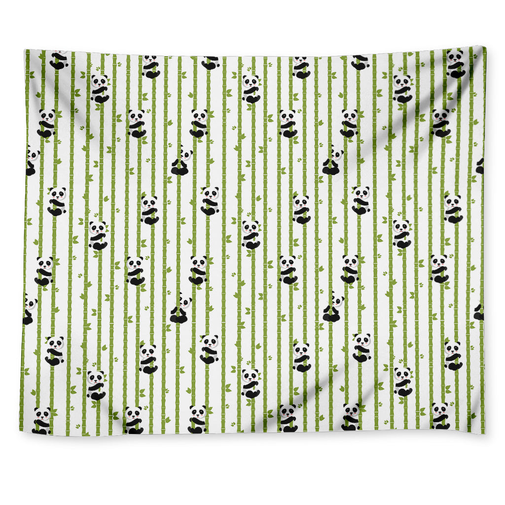 Cute Panda And Bamboo Pattern Print Tapestry