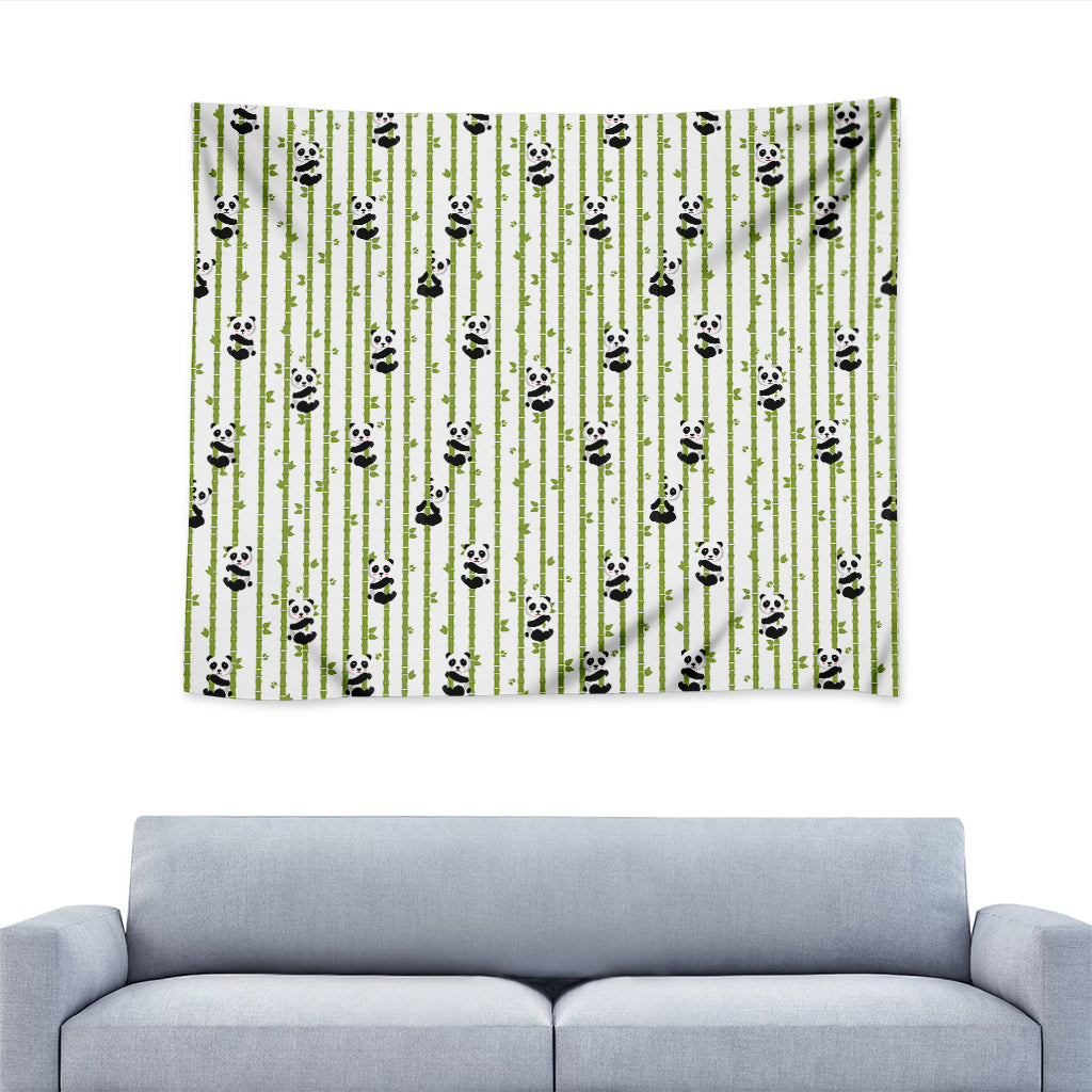 Cute Panda And Bamboo Pattern Print Tapestry