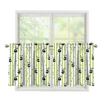 Cute Panda And Bamboo Pattern Print Tier Curtains