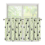 Cute Panda And Bamboo Pattern Print Tier Curtains