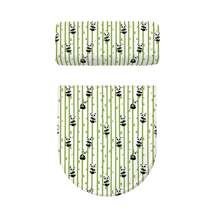 Cute Panda And Bamboo Pattern Print Toilet Lid And Tank Cover Set