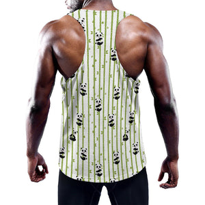 Cute Panda And Bamboo Pattern Print Training Tank Top