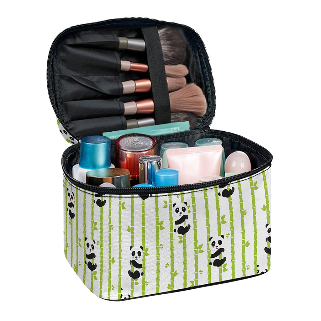Cute Panda And Bamboo Pattern Print Travel Makeup Bag
