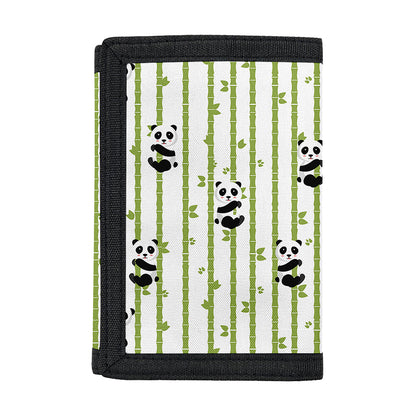 Cute Panda And Bamboo Pattern Print Trifold Wallet