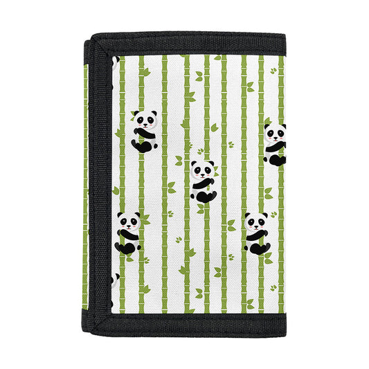 Cute Panda And Bamboo Pattern Print Trifold Wallet