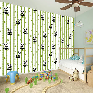 Cute Panda And Bamboo Pattern Print Wall Sticker