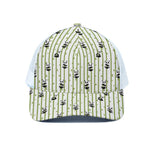 Cute Panda And Bamboo Pattern Print White Mesh Trucker Cap