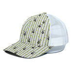 Cute Panda And Bamboo Pattern Print White Mesh Trucker Cap