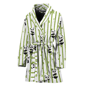 Cute Panda And Bamboo Pattern Print Women's Bathrobe