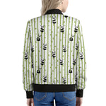 Cute Panda And Bamboo Pattern Print Women's Bomber Jacket