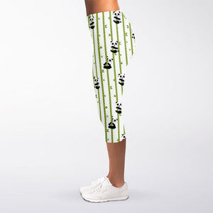 Cute Panda And Bamboo Pattern Print Women's Capri Leggings