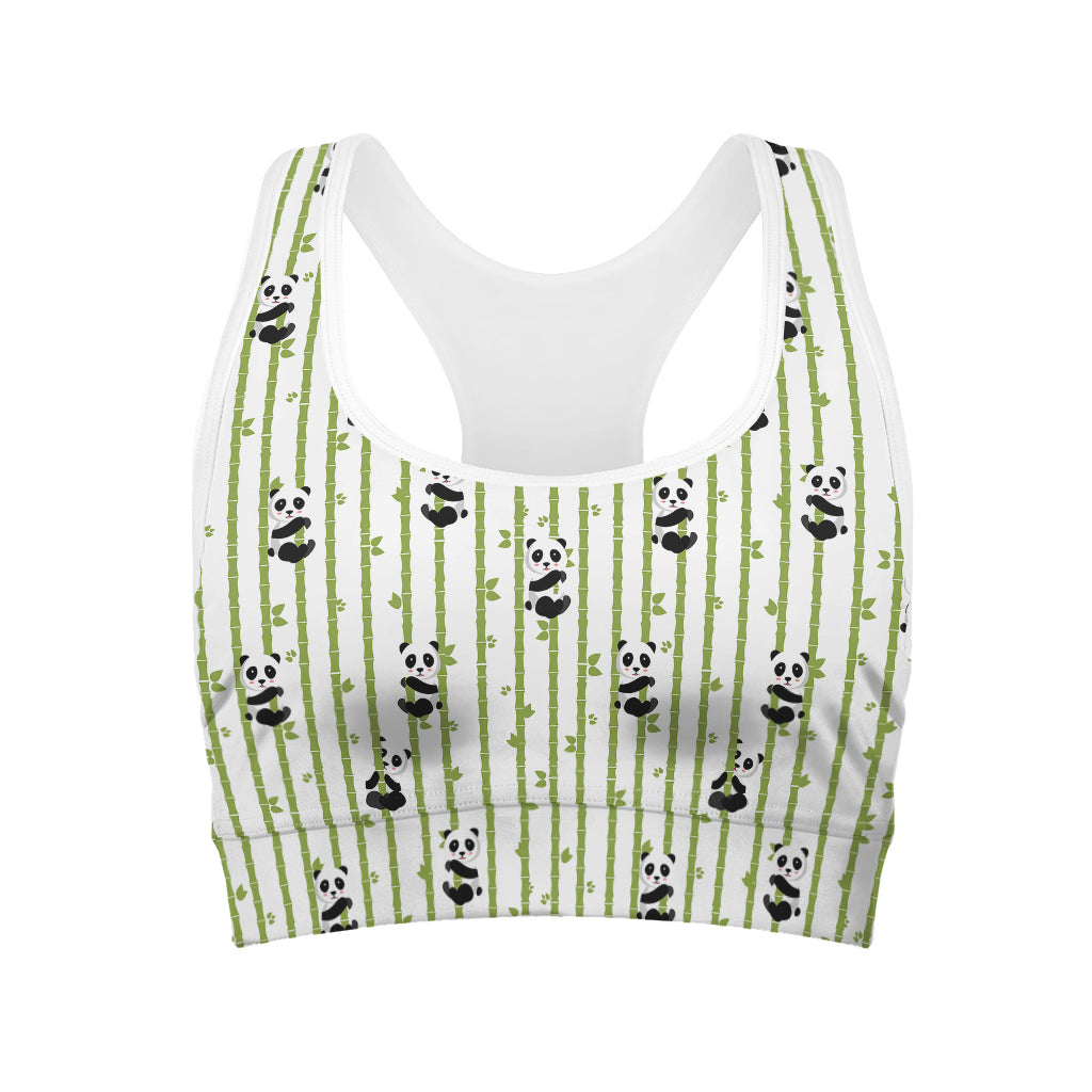 Cute Panda And Bamboo Pattern Print Women's Sports Bra