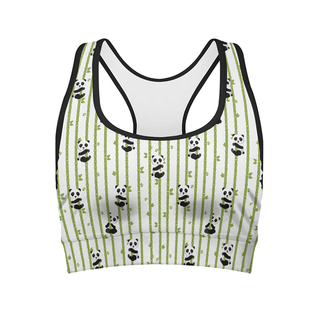 Cute Panda And Bamboo Pattern Print Women's Sports Bra