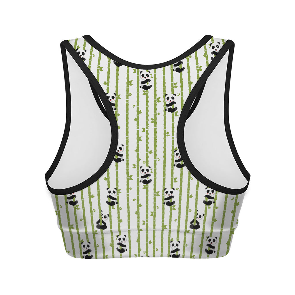 Cute Panda And Bamboo Pattern Print Women's Sports Bra