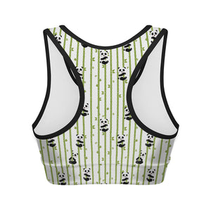 Cute Panda And Bamboo Pattern Print Women's Sports Bra