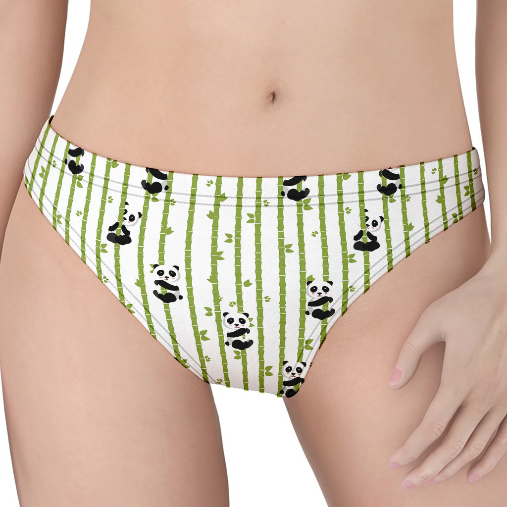 Cute Panda And Bamboo Pattern Print Women's Thong