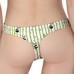 Cute Panda And Bamboo Pattern Print Women's Thong