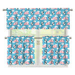 Cute Panda And Parachute Pattern Print 3 Piece Kitchen Curtains