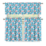 Cute Panda And Parachute Pattern Print 3 Piece Kitchen Curtains
