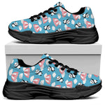 Cute Panda And Parachute Pattern Print Black Chunky Shoes
