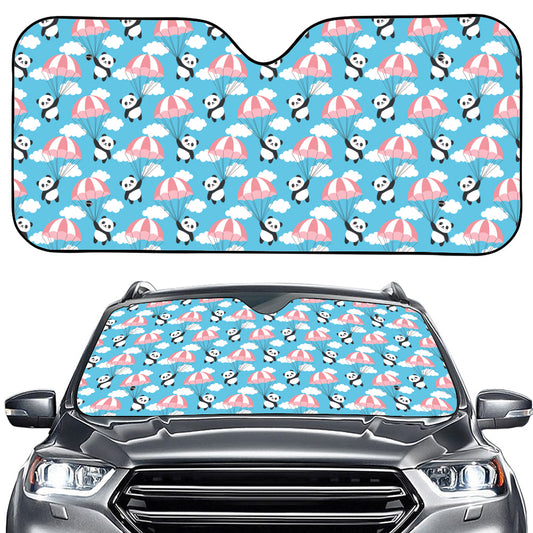 Cute Panda And Parachute Pattern Print Car Windshield Sun Shade