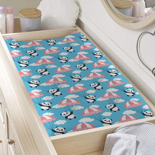 Cute Panda And Parachute Pattern Print Changing Pad Cover