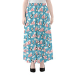 Cute Panda And Parachute Pattern Print Chiffon Maxi Skirt
