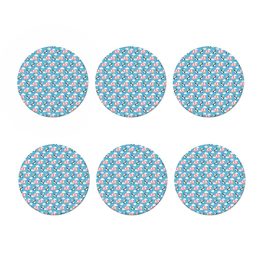 Cute Panda And Parachute Pattern Print Coaster Set