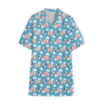 Cute Panda And Parachute Pattern Print Cotton Hawaiian Shirt