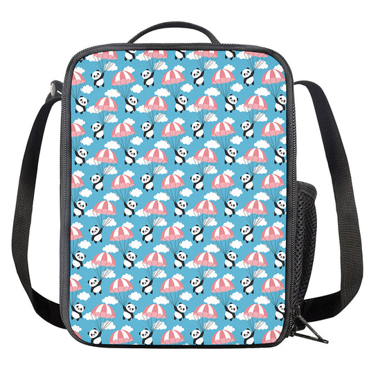 Cute Panda And Parachute Pattern Print Crossbody Lunch Bag