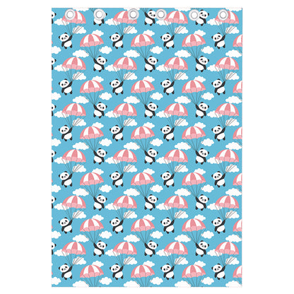 Cute Panda And Parachute Pattern Print Curtain