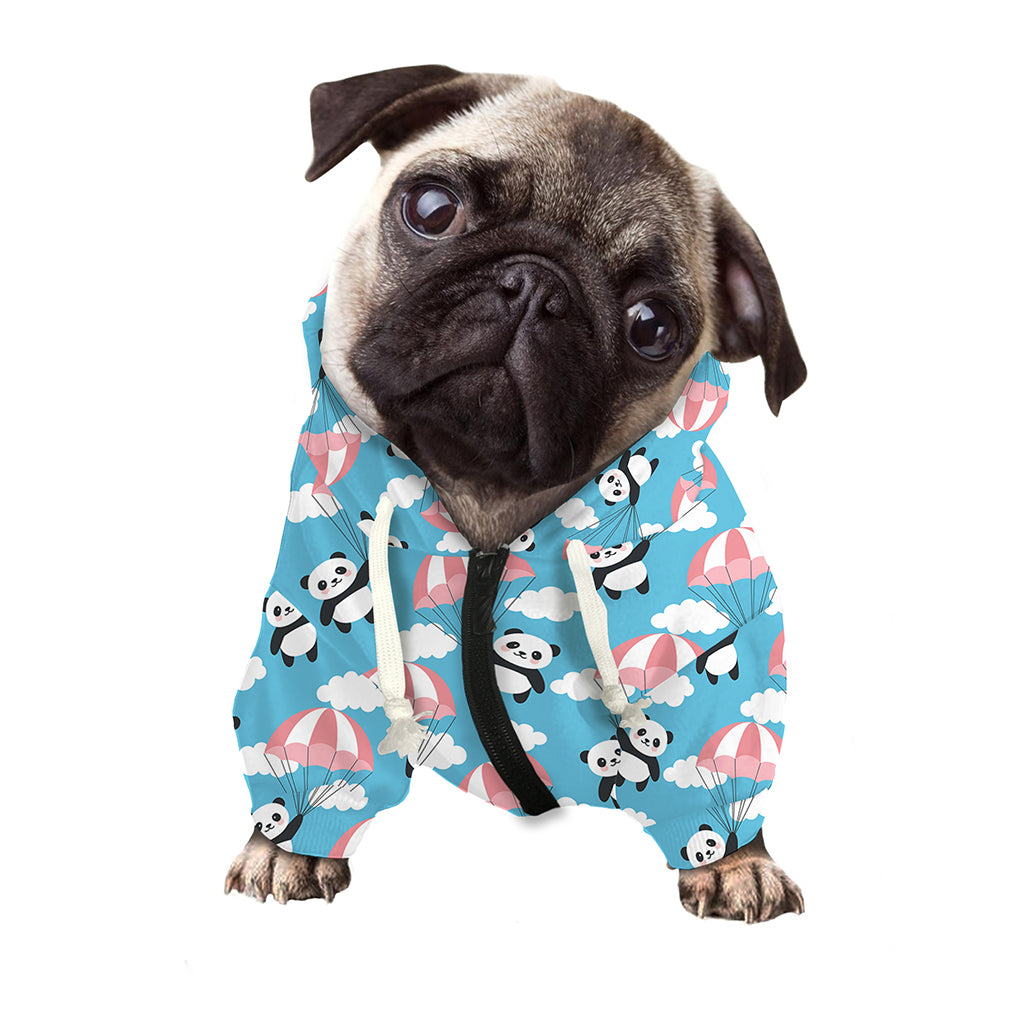 Cute Panda And Parachute Pattern Print Dog Zip Up Hoodie