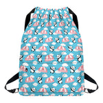 Cute Panda And Parachute Pattern Print Drawstring Backpack