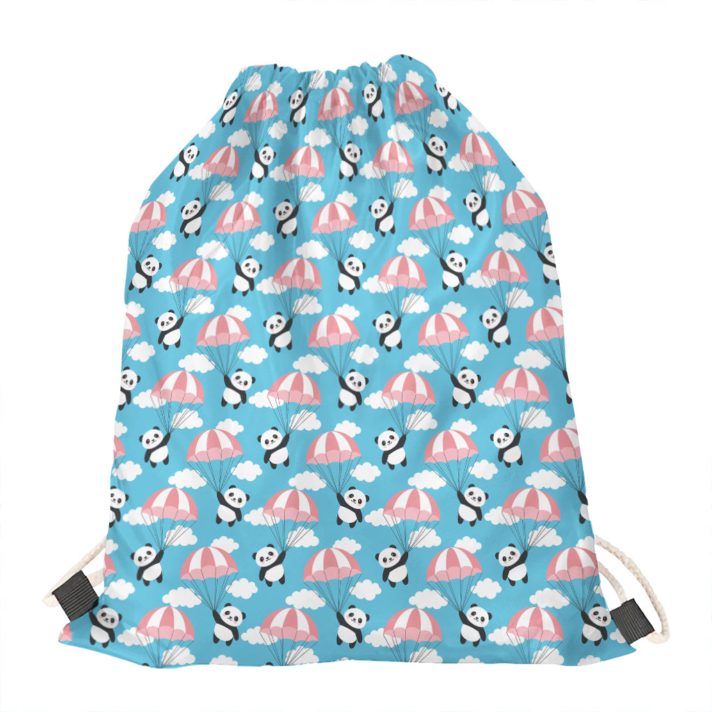 Cute Panda And Parachute Pattern Print Drawstring Bag