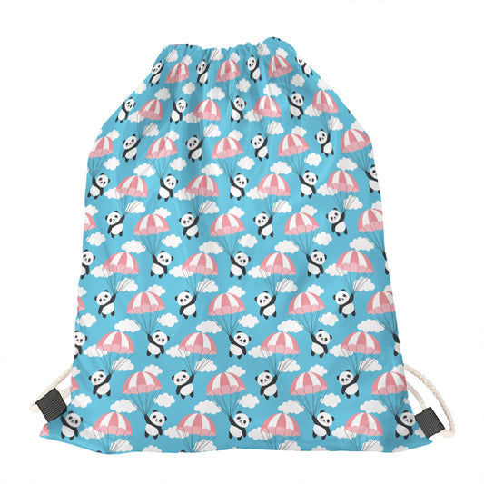 Cute Panda And Parachute Pattern Print Drawstring Bag