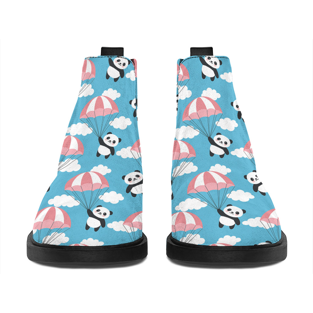 Cute Panda And Parachute Pattern Print Flat Ankle Boots