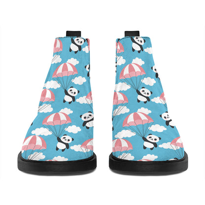 Cute Panda And Parachute Pattern Print Flat Ankle Boots