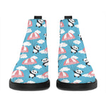Cute Panda And Parachute Pattern Print Flat Ankle Boots